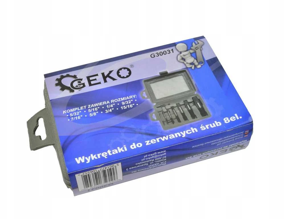 Nulūžusių varžtų išsuktuvų komplektas 8 vnt. GEKO G30031