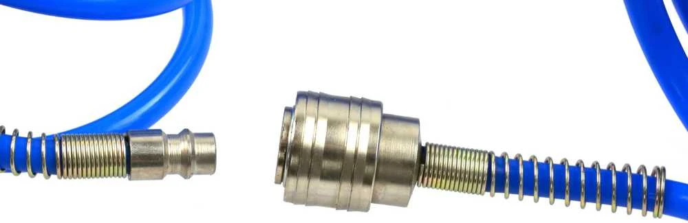 Spiralinė žarna (kieta) orui 5x8 mm 20 m su greito fiksavimo antgaliais GEKO G01104
