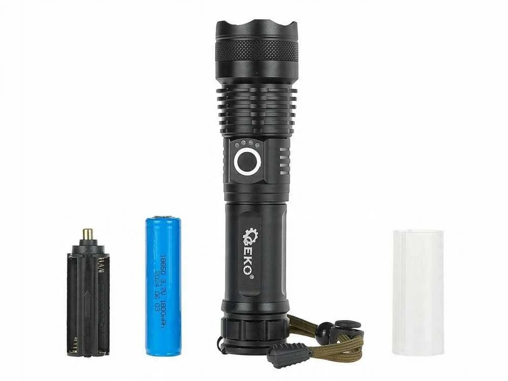 Žibintuvėlis Geko Žibintuvėlis taktyczna LED XHP50 15W 1800mAh 1500lm IPX8 (30)