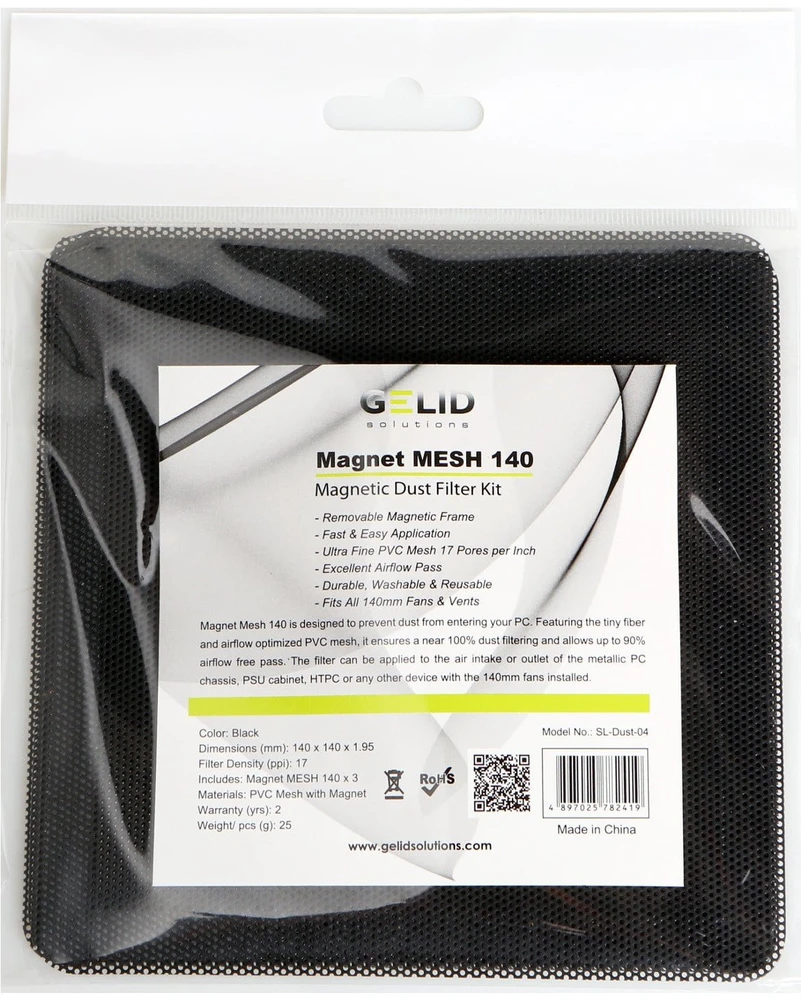 Gelid Solutions „Gelid Magnet Mesh 140“ dulkių filtrų rinkinys, 3 vnt. (SL-Dust-04)