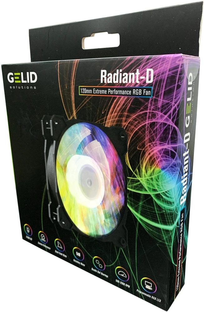 Gelid Radiant-D ventiliatoriaus pakuotė