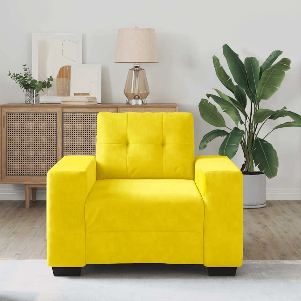 Sofa-kėdė, geltona, 100x78x80 cm, aksomas