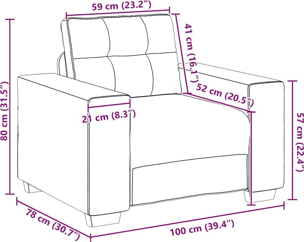 Sofa-kėdė, geltona, 100x78x80 cm, aksomas
