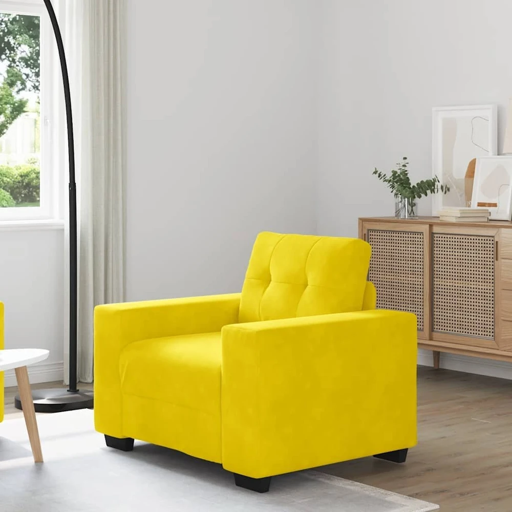 Sofa-kėdė, geltona, 100x78x80 cm, aksomas