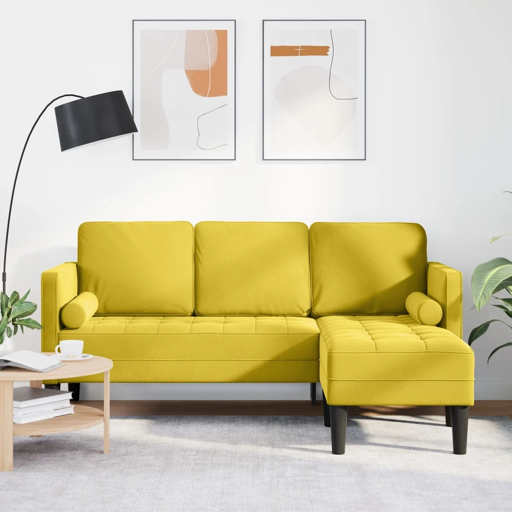 Sofa Sofos komplektas su pagalve Geltona Poliesteris