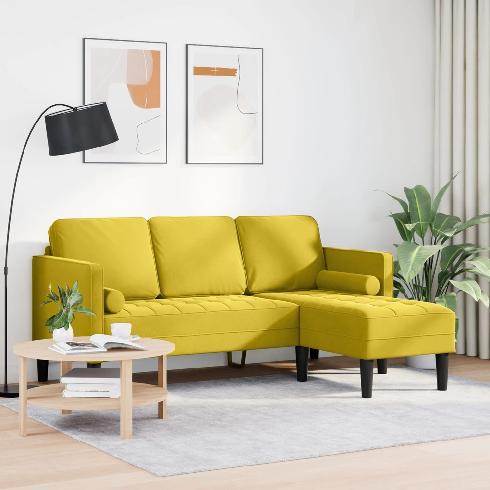 Sofa Sofos komplektas su pagalve Geltona Poliesteris