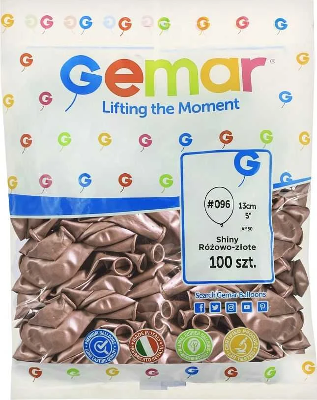 Gemar balionų pakuotė, rožinio aukso spalva, 100 vnt.