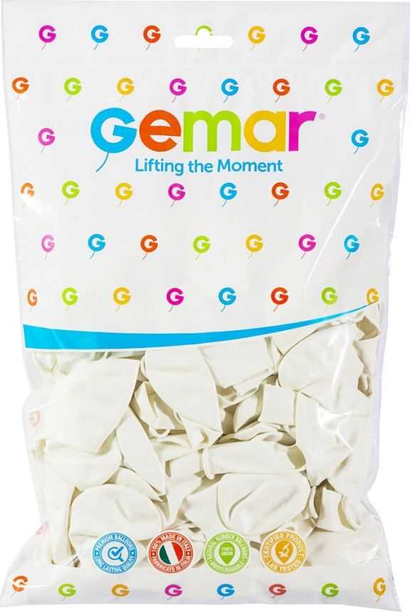 Gemar Pastel Balloons Baltas, G110, 30 cm, 100 vnt.