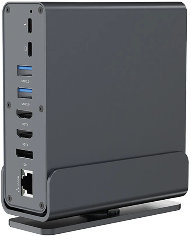 Gembird A-CF-COMBO15-01 USB Type-CF 15-in-1 daugiaportis adapteris (USB šakotuvas AF-jungtys v.2x2 + v.3x3, Type-CF + HDMIx2 + DisplayPort + PD + kortelių skaitytuvas + GigaLAN + 3,5 mm garso jungtis), pilkas