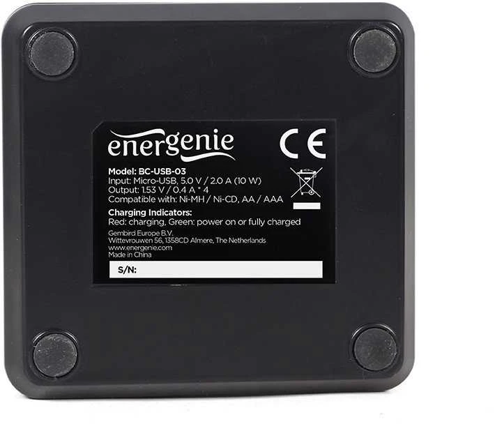 Gembird Baterijų įkroviklis USB / 4x AA/ AAA
