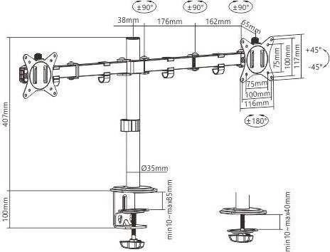 Gembird MA-D2-01 monitoriaus laikiklis / stovas 17" - 32"