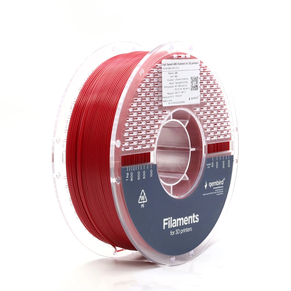 Gembird didelio greičio abs gija, 1,75 mm, 1kg, raudona