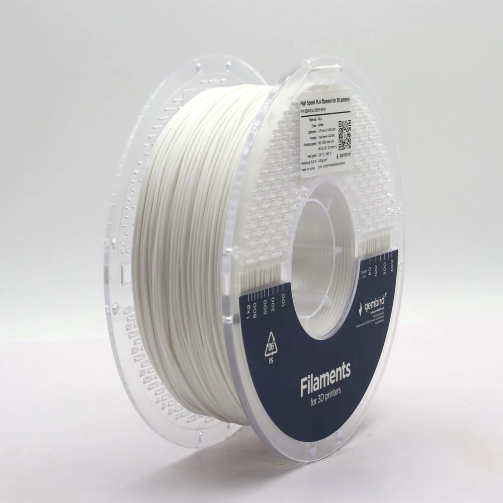 Gembird Filament PLA High Speed baltas 1 75 mm 1kg