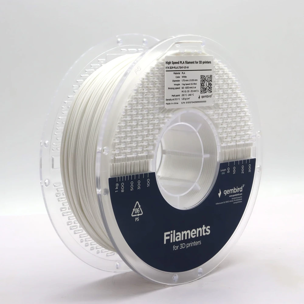 Gembird Filament PLA High Speed baltas 1 75 mm 1kg