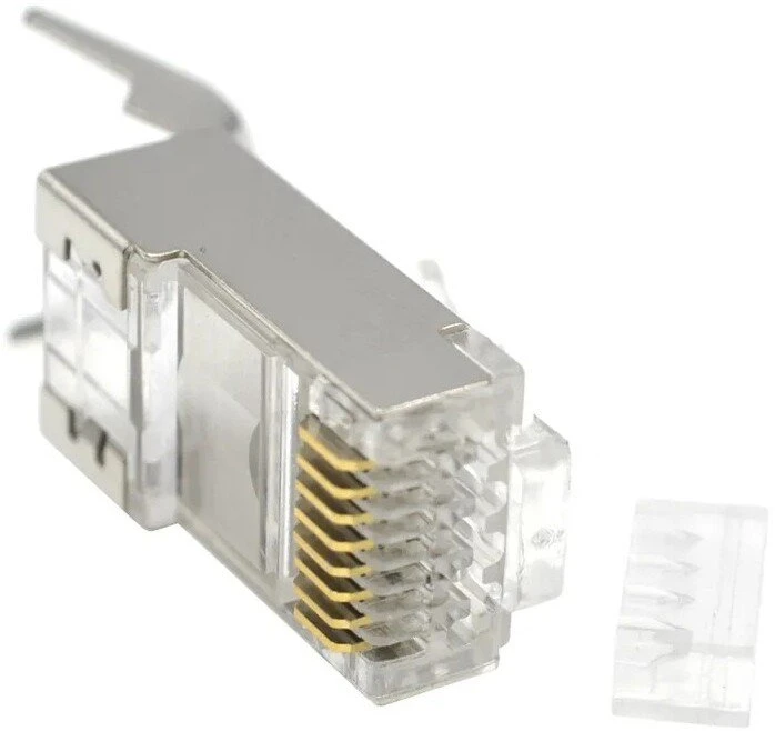 GEMBIRD Shielded modular CAT7 pass-through type plug 15u auksinis plated 10 pcs per bag