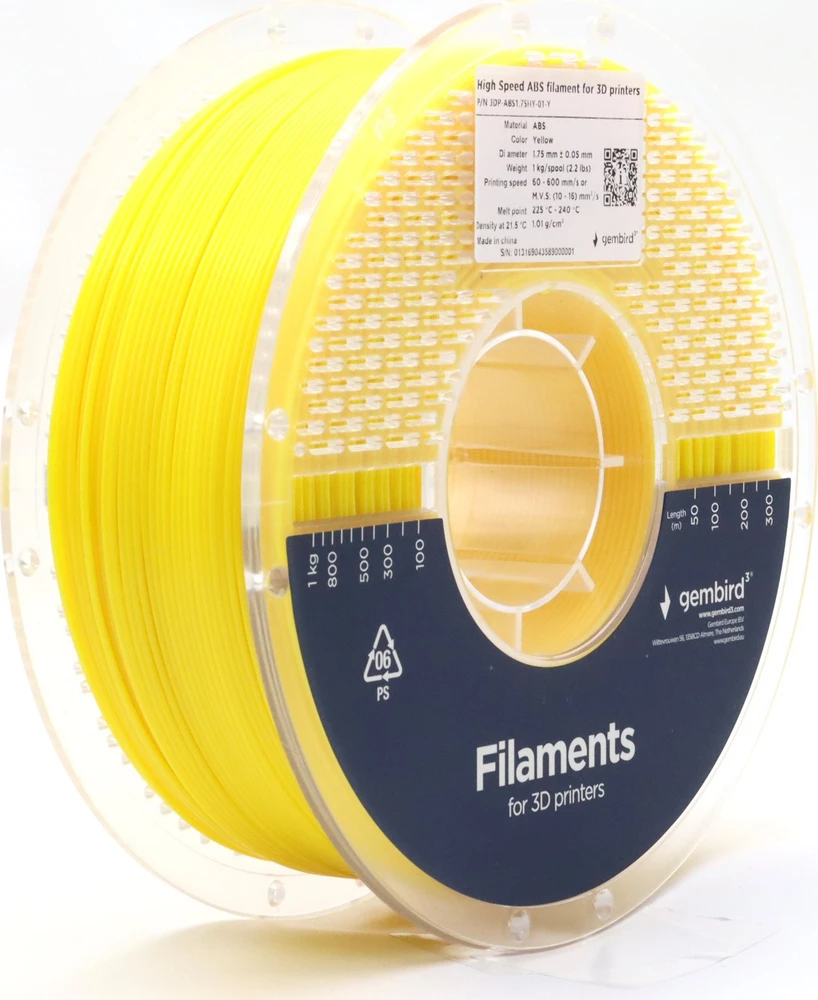 Gembird GEMBIRD Filament ABS High Speed geltona 1 75 mm 1kg