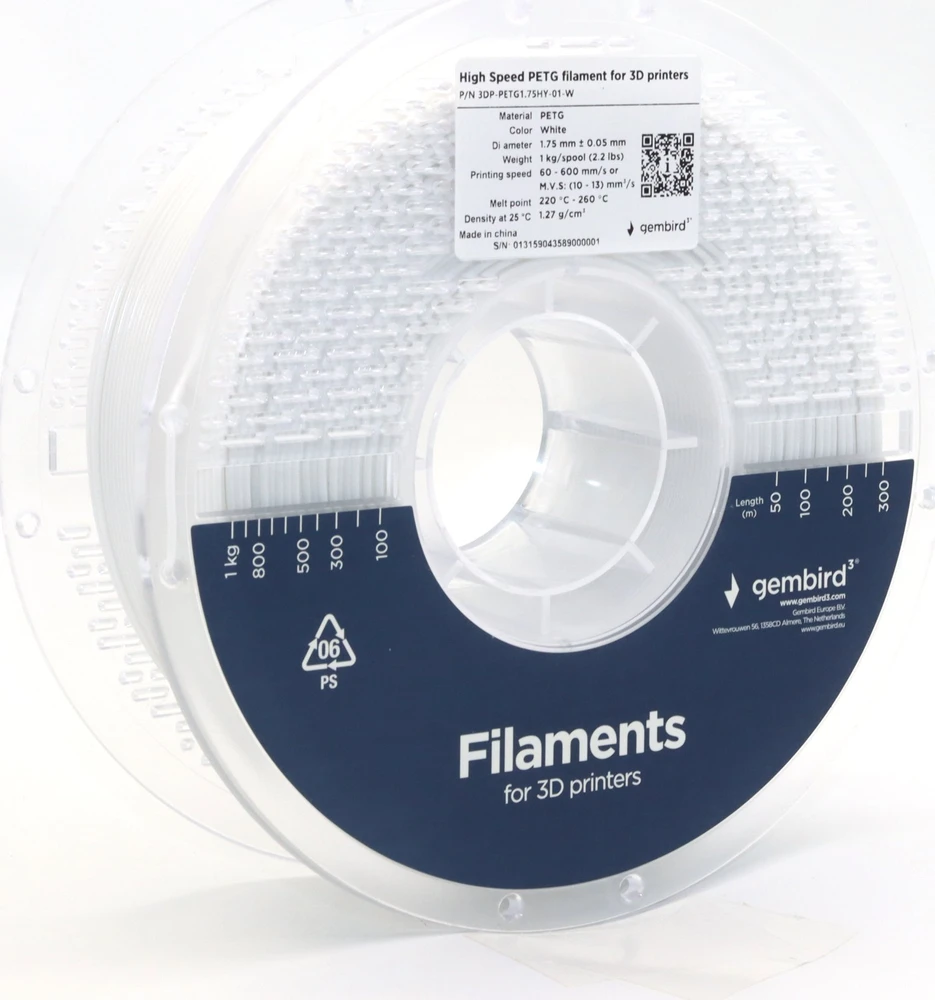 GEMBIRD Filament PETG High Speed balta