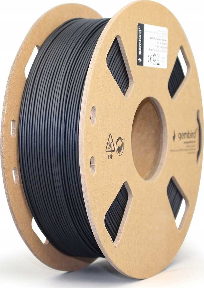 GEMBIRD Filament Matte PLA Juodas 1.75mm 1kg
