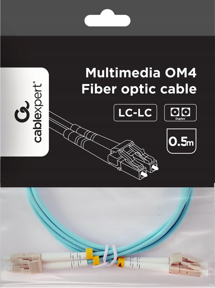 Gembird Cablexpert | Daugiamodis dvipusis OM4 50/125 šviesolaidinis kabelis, 0,5 m | CFO-MDOM4-LC/LC-0,5M