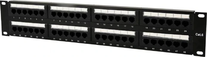 GEMBIRD NPP-C648CM-001 Gembird 19 patch panel 48 port 2U cat.6 su galinio kabelio valdymu, juodas