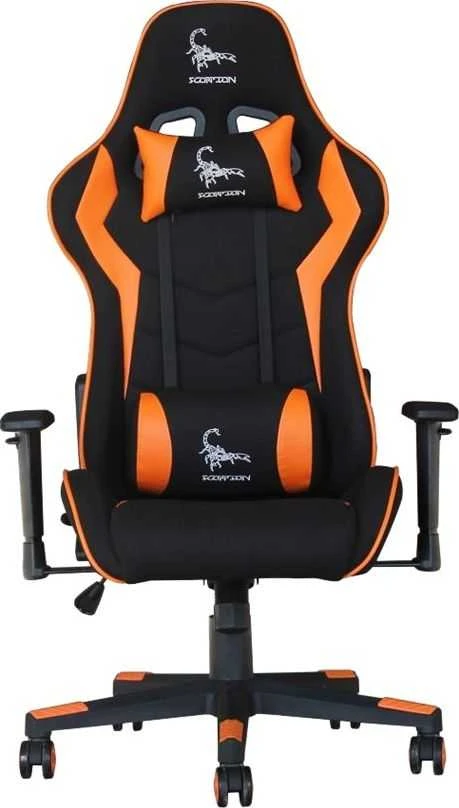 GEMBIRD Gaming chair SCORPION juodas mesh oranžinis skin