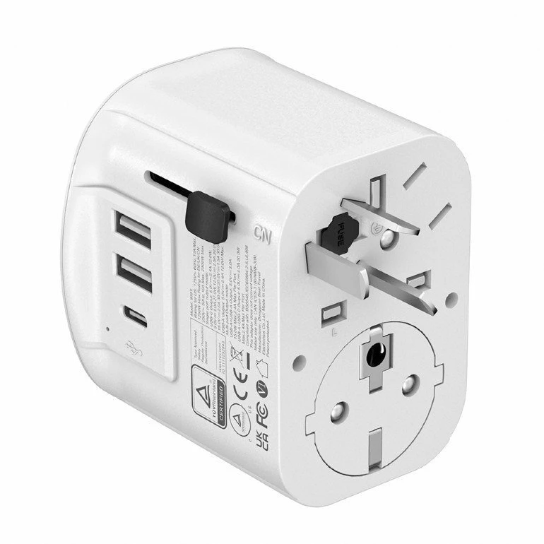 Gembird TPA-EU2A1C15-01-W įžemintas universalus kelioninis maitinimo adapteris, 15 W, baltas