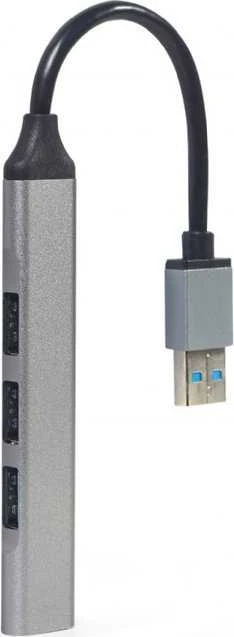 GEMBIRD 4-port USB HUB USB3 x 1 port USB2 x 3 jungtys sidabrinis