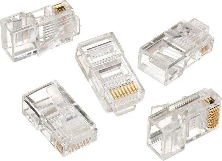 Gembird Cablexpert Modulinis kištukas 8P8C kietam LAN kabeliui CAT5, UTP, 10 vnt. už maišelį | Modulinis 8P8C RJ45 kištukas, 30u“ auksiniu padengtas, 3 šakių vidiniai kontaktai, skirti naudoti su tvirtais LAN laidais