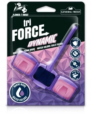 Vandenį dažantis tualeto blokelis General Fresh Tri Force Dynamic, 45 g