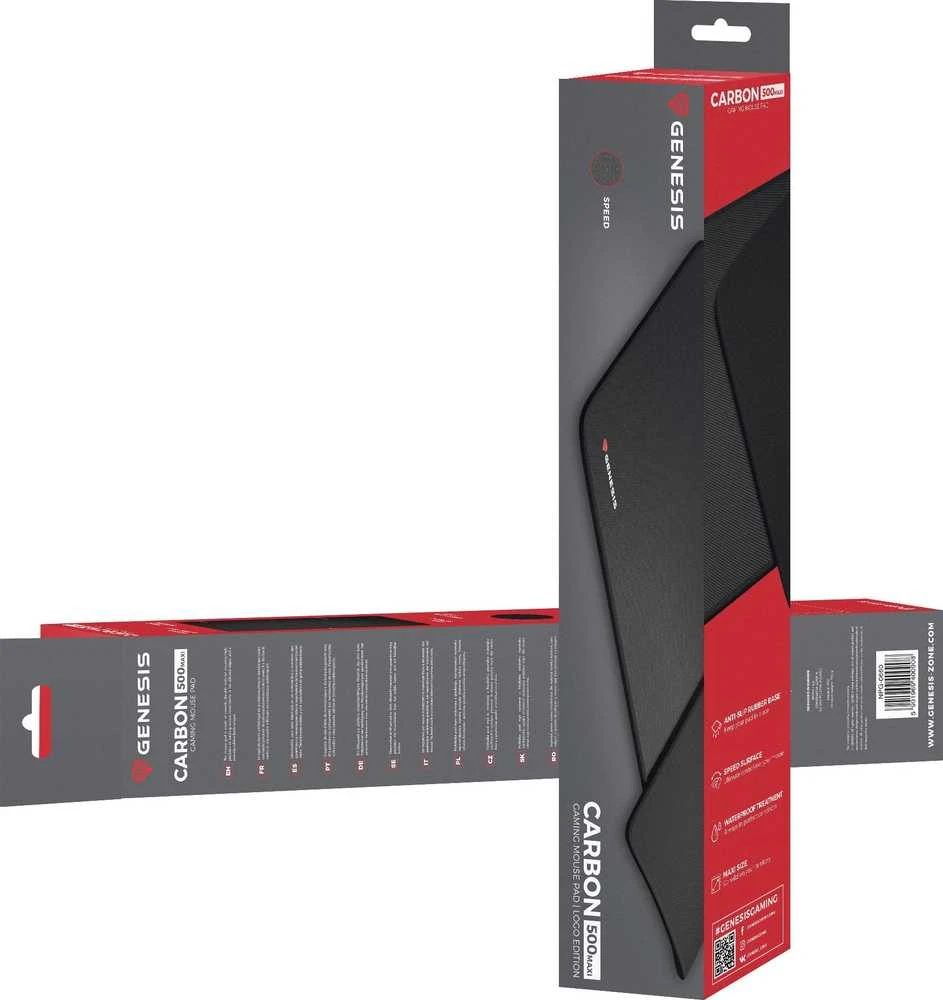 Pelės kilimėlis Genesis Carbon 500 Maxi Logo NPG-0660 Juodas 450 x 900 mm