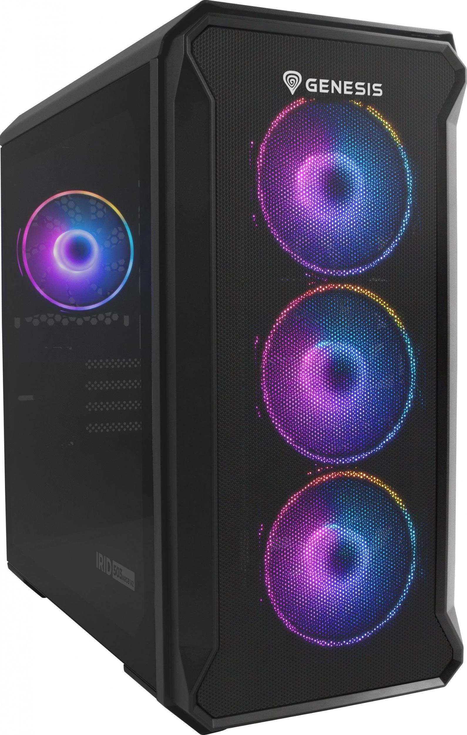 GENESIS IRID 503 ARGB Pc case, Micro tower, 2xUSB 2.0, 2x Jack, 1xUSB 3.0, Juodas | Genesis | IRID 503 ARGB | Juodas | ATX