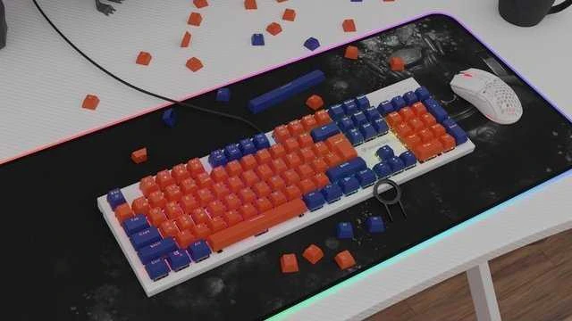 Klaviatūra Genesis Lead 300 tamsiai mėlyna Double Shot Keycaps