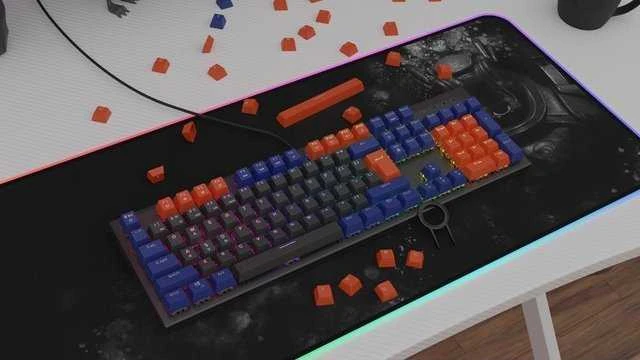 Klaviatūra Genesis Lead 300 tamsiai mėlyna Double Shot Keycaps