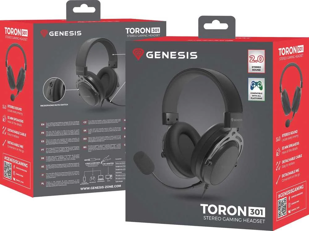 Genesis | Ausinės Žaidimams | Toron 301 | su laidu | Over-Ear | Mikrofonas | Juodas