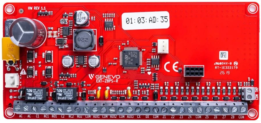 „Genevo EXT-Z8PS-R“ įvesties išplėtimo modulis su adapteriu ir relėmis