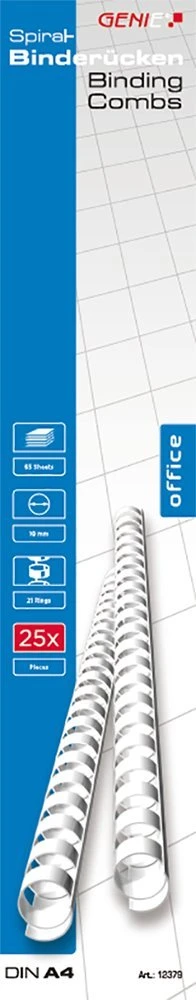 Genie GENIE Spiralbinderücken 10mm baltas 25 Stk