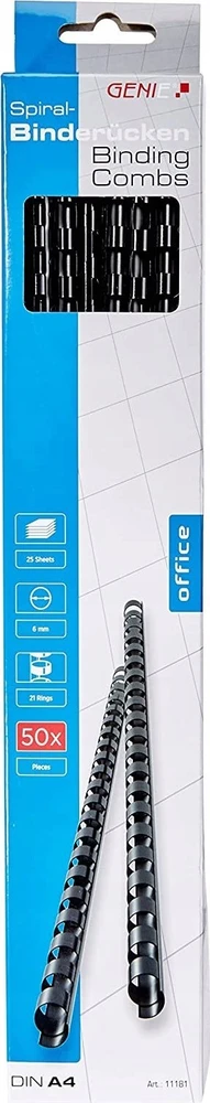 Genie GENIE Spiralbinderücken 6mm juodas 50 Stk