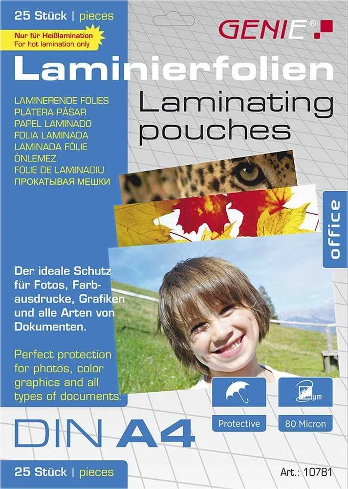 Genie GENIE laminavimo maišeliai 25 A4 - folijos