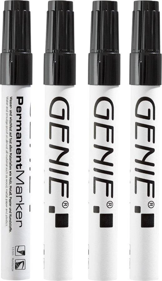 Genie P-Marker Apvalus antgalis metal sp. juoda, 4 Stk.