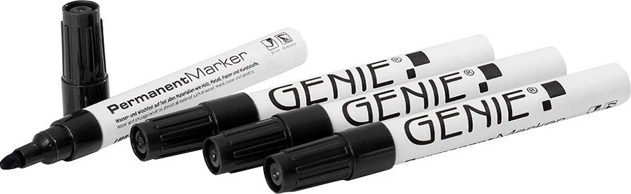 Genie P-Marker Apvalus antgalis metal sp. juoda, 4 Stk.