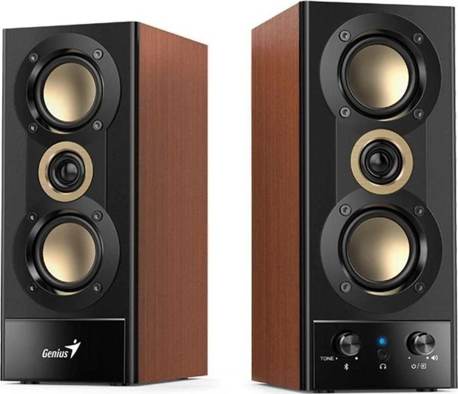 Kompiuterio kolonėlės Genius garsiakalbiai SP-HF800BT, 2.0, 20W, juoda-ruda, Bluetooth 5.3