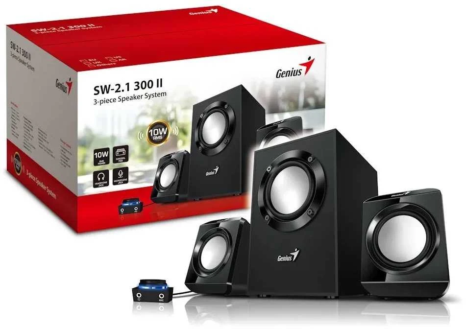 Kompiuterio kolonėlės Genius garsiakalbiai SW-2.1 300 ver.II, 2.1, 10W, juoda