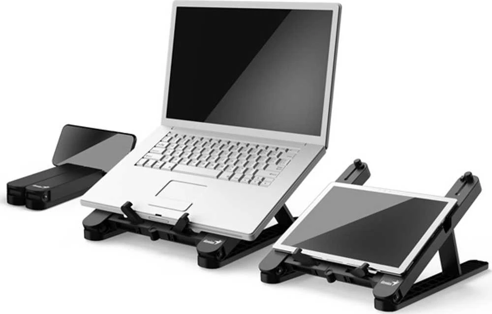 GENIUS stovas nešiojamam kompiuteriui G-Stand M200, planšetei ir telefonui, 10-17", 6 padėtys, sulankstomas, juodas