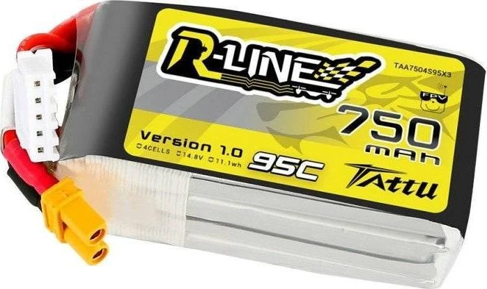 Gens Ace & Tattu Akumuliatorius R-Line 750mAh 14.8V 95C 4S1P JST-XHR