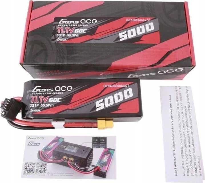 Gens ace G-Tech 5000 mAh 11.1V 60C 3S1P Lipo su XT60 kištuku