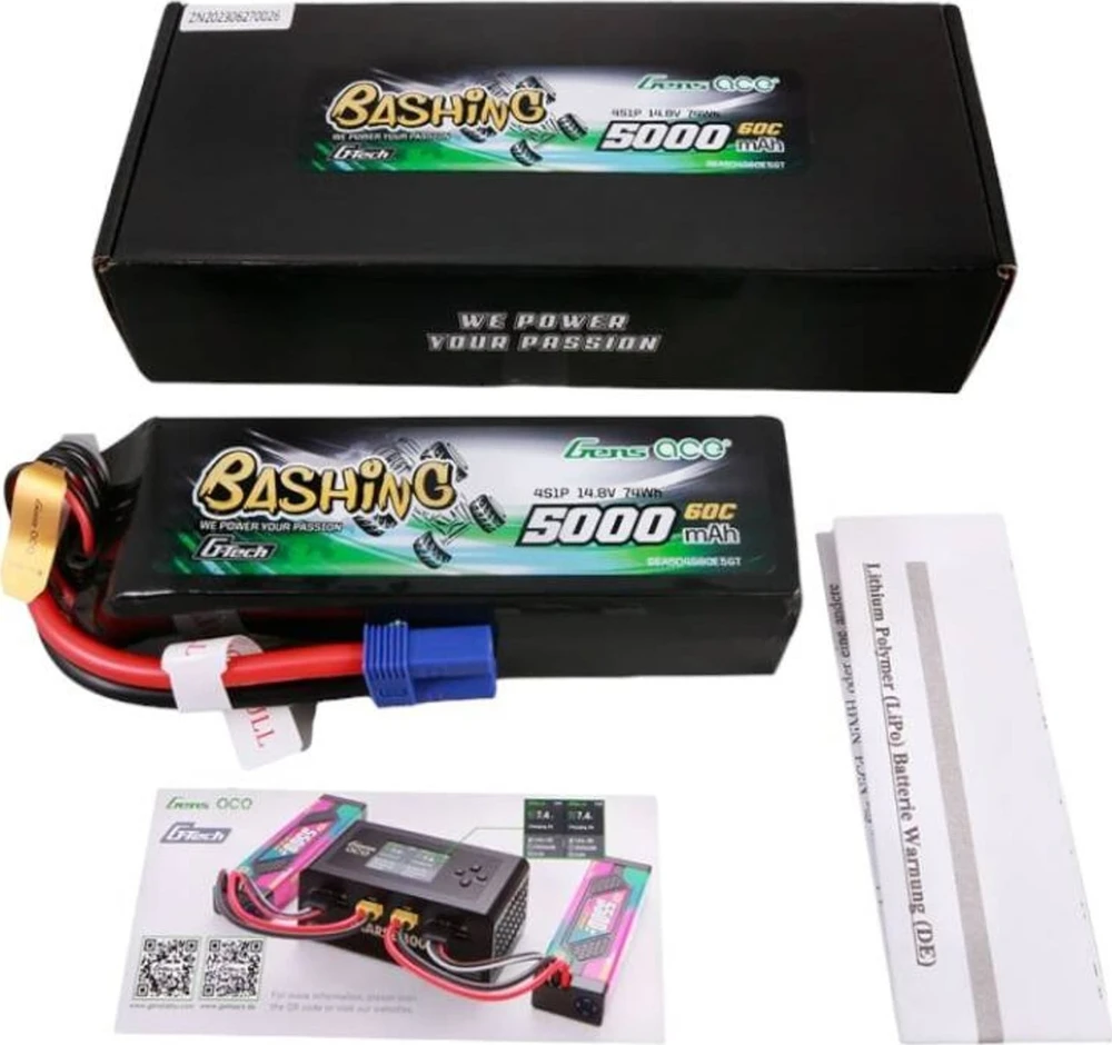 Gens ace G-Tech 5000mAh 14.8V 4S1P 60C Lipo baterijų paketas su EC5 Plug-Bshing serija