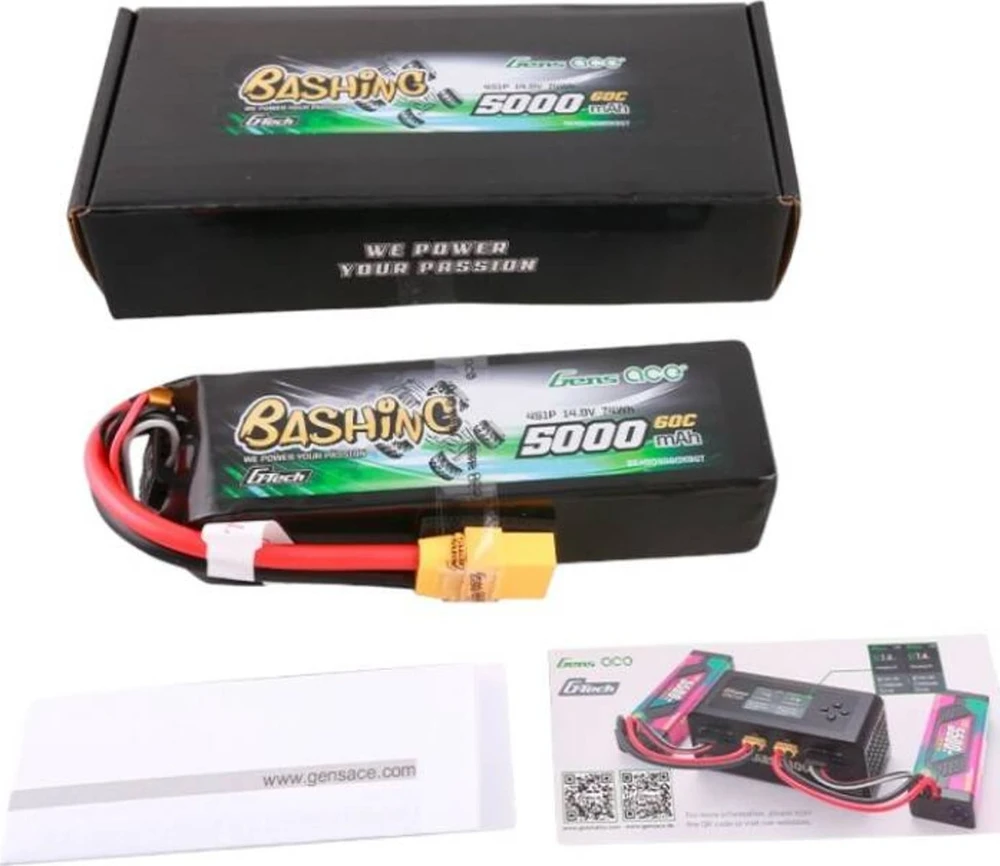 Gens ace G-Tech 5000 mAh 14.8 V 4S1P 60C Lipo baterijų paketas su XT90 Plug-Bashing serija