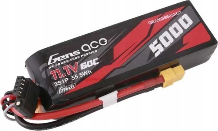 Gens ace G-Tech 5000 mAh 11.1V 60C 3S1P Lipo su XT60 kištuku