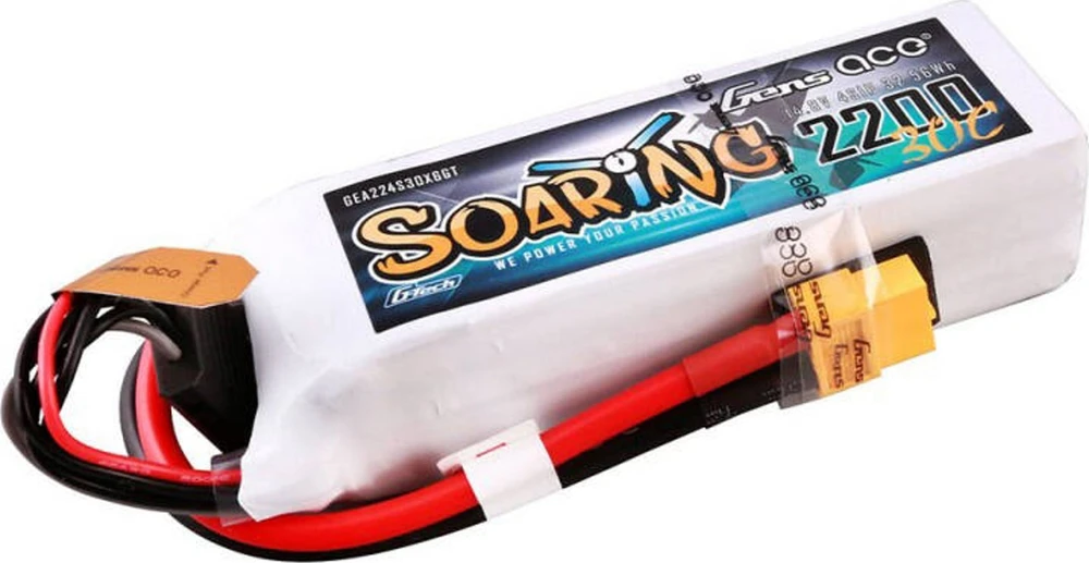 Gens ace G-Tech Soaring 2200mAh 14.8V 30C 4S1P Lipo Akumuliatorius su XT60 kištuku