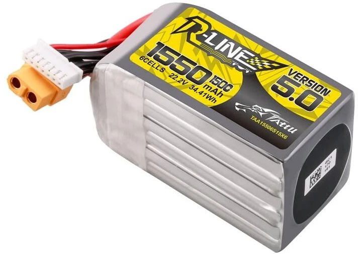 Gens Ace & Tattu Lipo Tattu R-Line versija 5.0 1550mAh 22.2V 150C 6S baterija su XT60 jungtimi